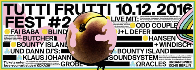 Tutti Frutti including Swiss ingredients – 10 Dec @ Urban Spree Berlin